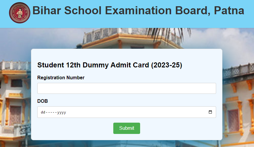 BSEB Bihar board student 12th dummy admit card 2023-25