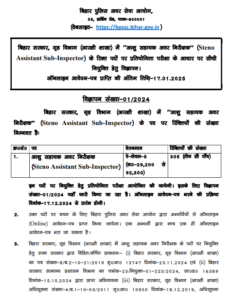 BPSSC Bihar Police ASI Steno Online Form 2024, Bihar Police Assistant Sub Inspector Bharti 2024, बिहार पुलिस न्यू भर्ती 2024