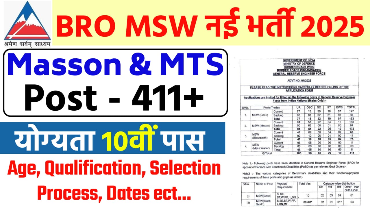 BRO MSW Recruitment 2025