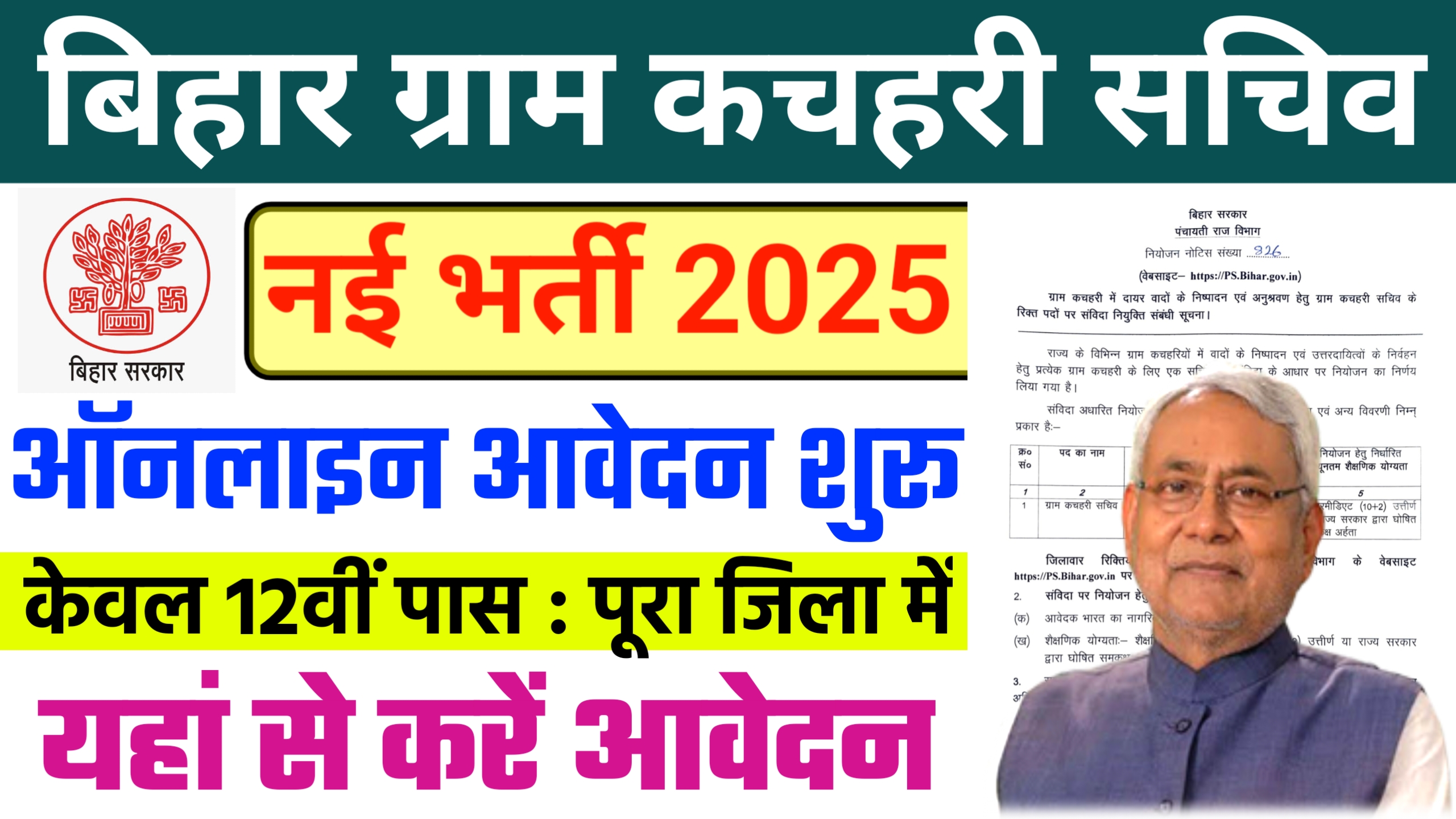 Bihar Gram Katchahary Sachiv Recruitment 2025, https://PS.Bihar.gov.in