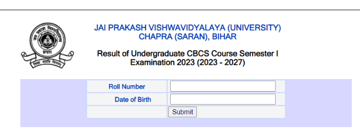 JPU UG Semester 1 Result 2025, जय प्रकाश यूनिवर्सिटी सेमेस्टर 1 रिजल्ट 2023-27