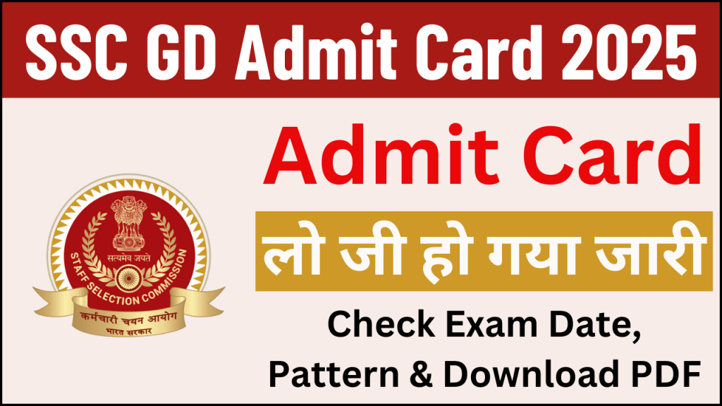 SSC GD Admit Card 2025 Check Application Status, एसएससी जीडी कांस्टेबल एडमिट कार्ड 2025 डाउनलोड कैसे करें