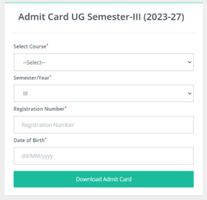 VKSU Semester 3 Admit Card 2023-27