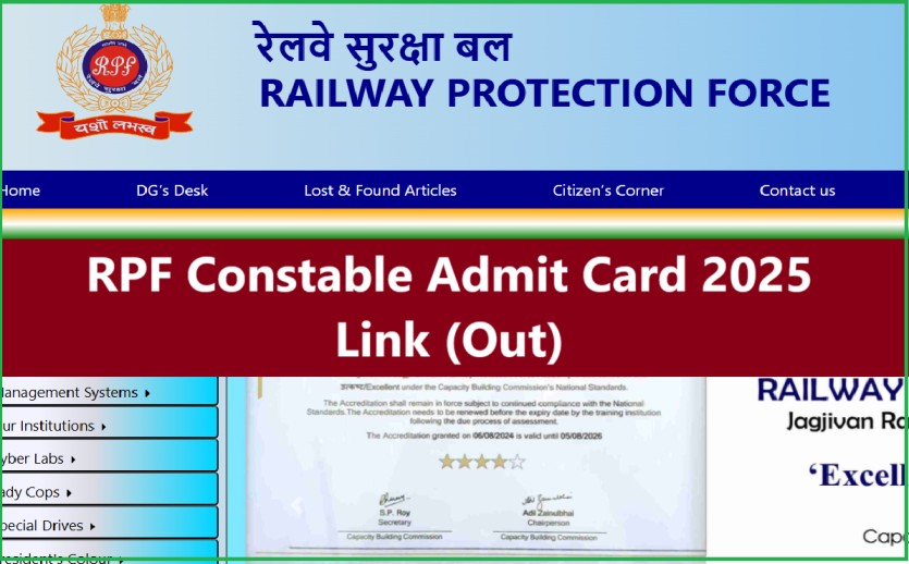 RPF Constable Admit Card 2025