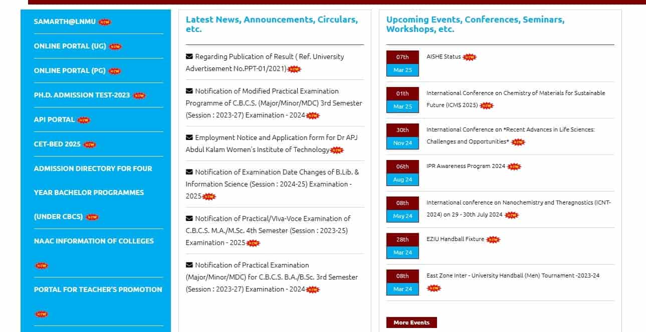 LNMU UG 1st Merit List 2025-29 Download PDF 