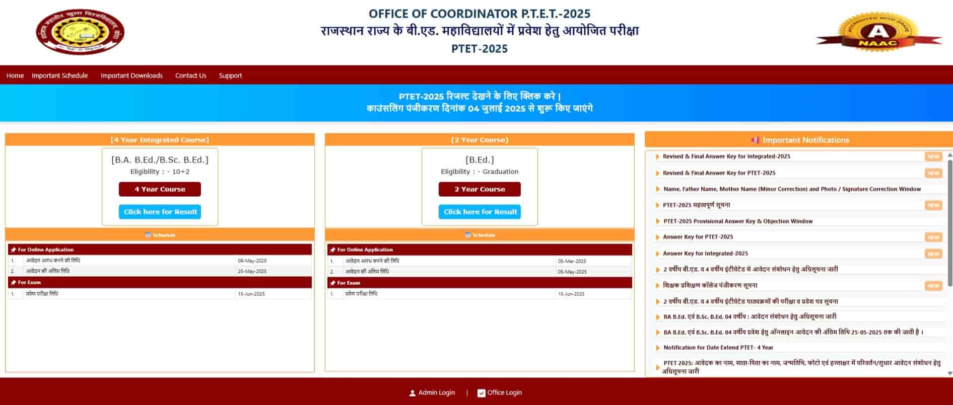 PTET VMOU Kota Result 2025