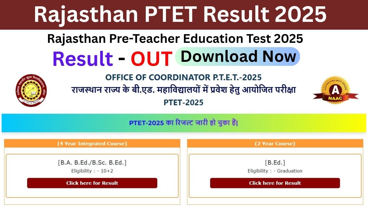 Rajasthan PTET Result 2025
